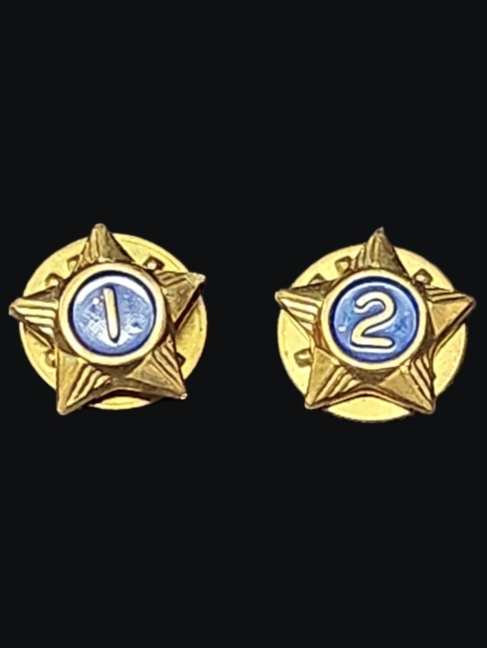 Vintage Boy Scouts Of America Service Star Pins - Gold Star Blue Center